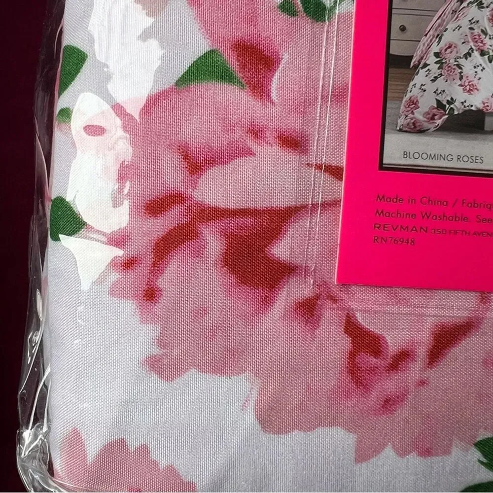 🆕 NWT Queen Duvet Set Reversible Plaid Floral 2 - n - 1 Betsey Johnson PINK NEW